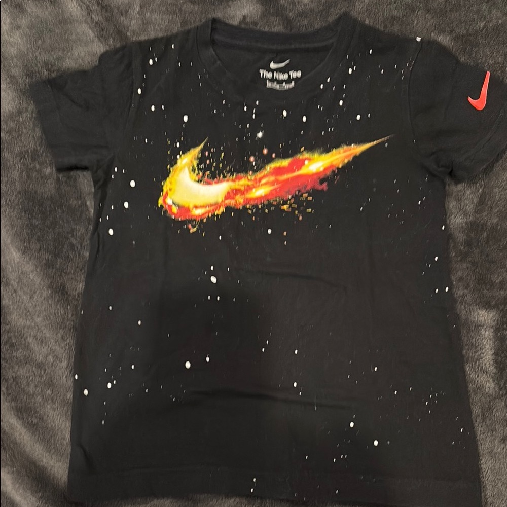 Nike Black Tee with Fiery Swoosh